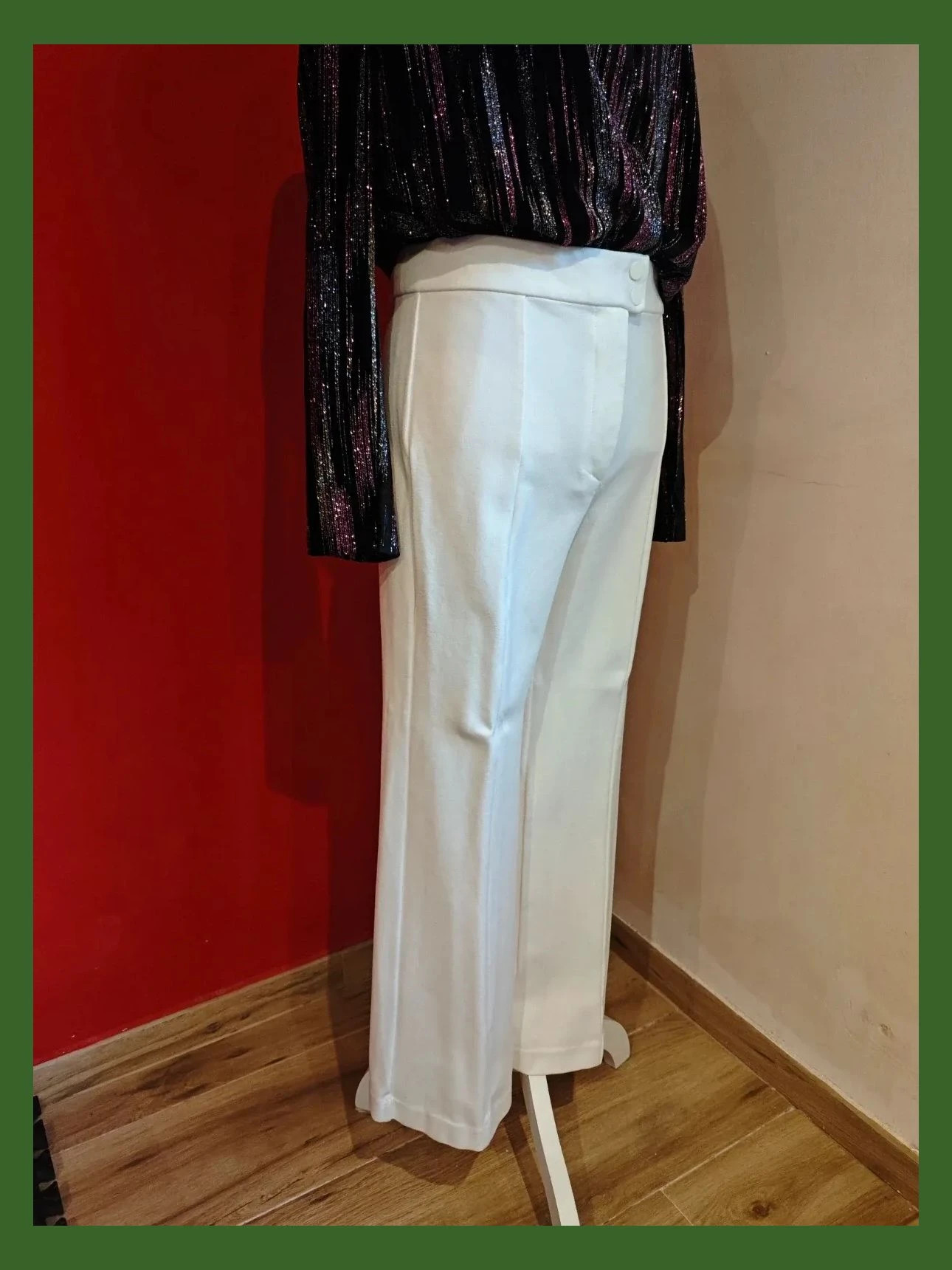 🌺 Elegante pantalón de punto blanco de pata ancha – Sfera Collection – taille L / 40 / 12 5