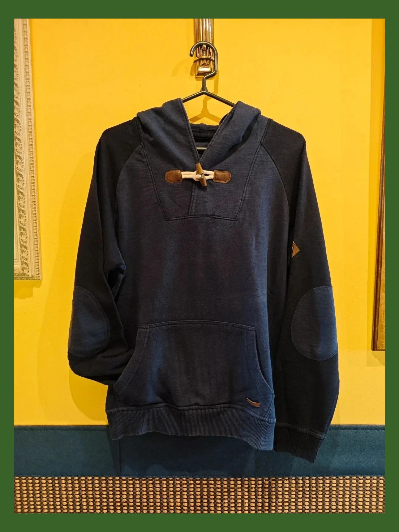 🌺 Sudadera de algodón azul marino deslavado con capucha y bolsillo canguro delante – Springfield – taille M 2