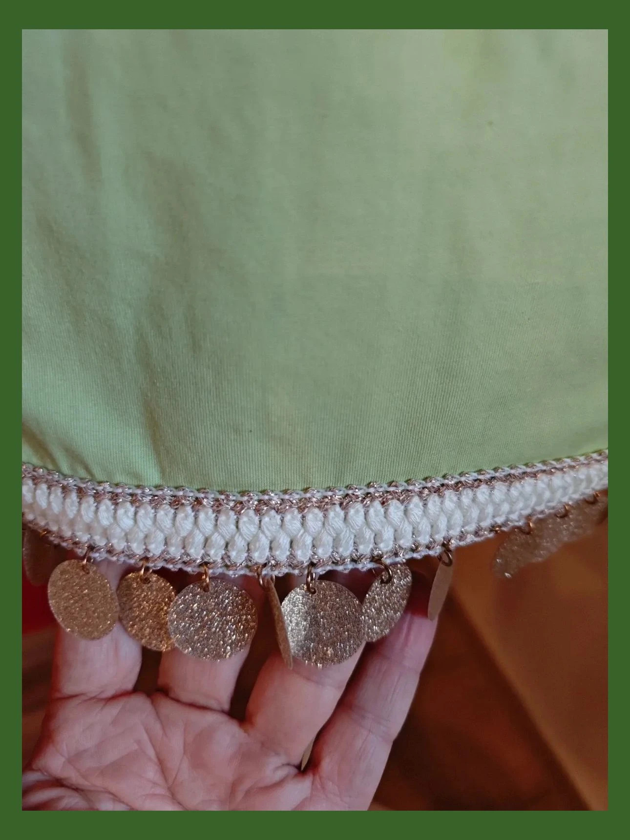 🌺Camiseta verde menta con crochet blanco y moneditas doradas en el bajo y tapa bolsillo, talla L – Beautiful Fashion – taille L / 40 / 12 4