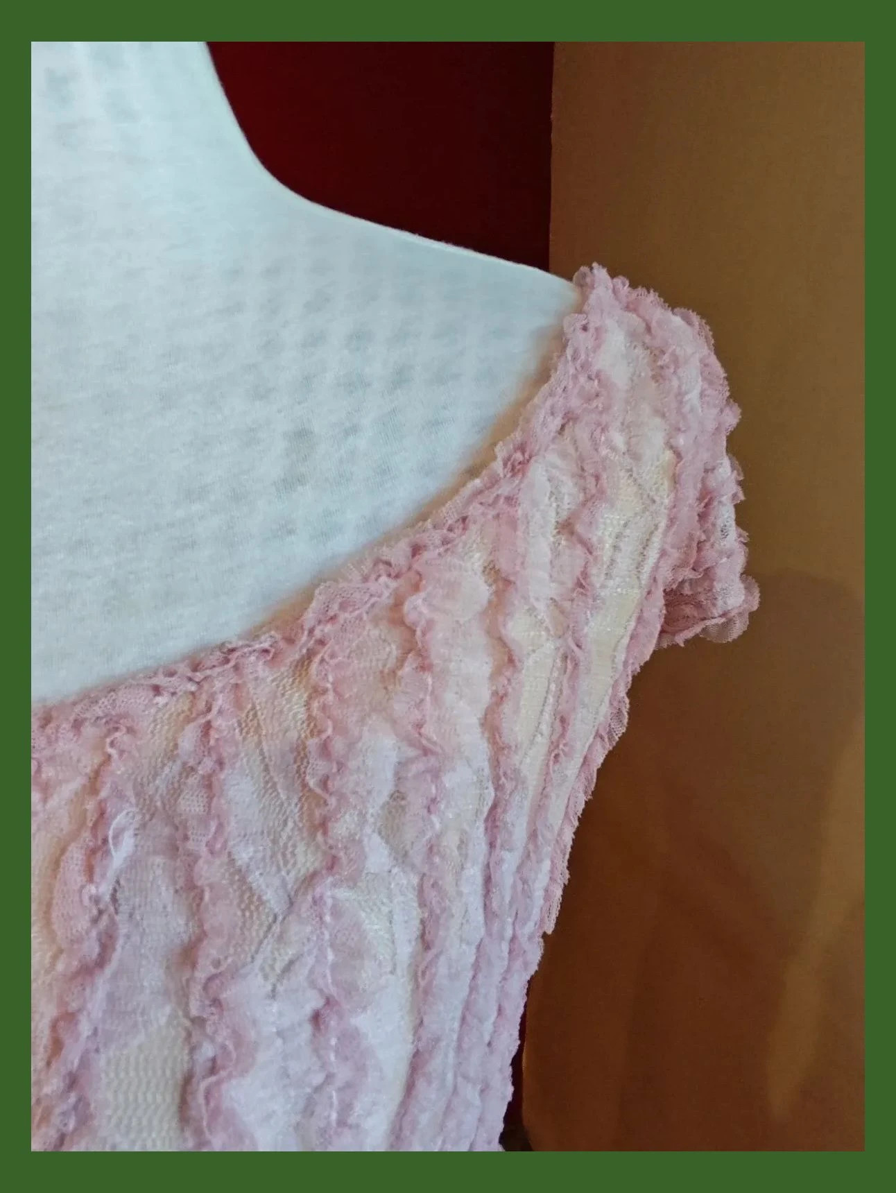 🌺 Vestido de gasa elástica rosa con volantitos cosidos – Vintage Dressing – taille XXXL / 46 / 18 3