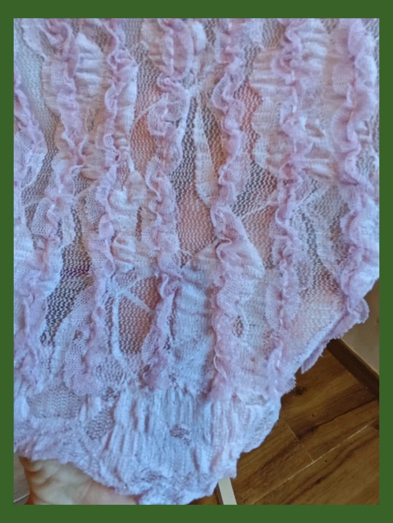 🌺 Vestido de gasa elástica rosa con volantitos cosidos – Vintage Dressing – taille XXXL / 46 / 18 4