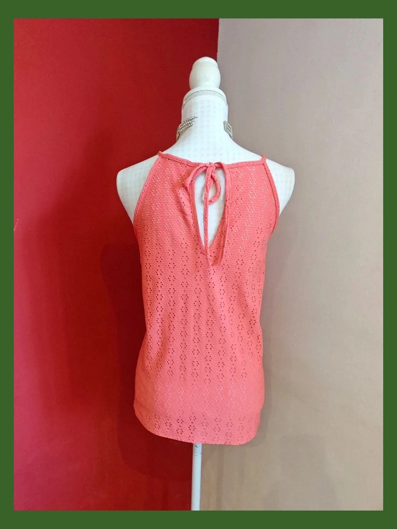 🌺Precioso top tono coral de tirantes cuello halter y tejido calado – Encuentro – taille XXXL / 46 / 18 5