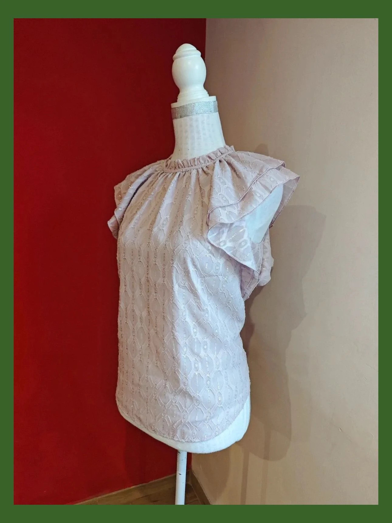 🌺Blusa de gasa malva con volantes en hombros y cuello, talla S, de Loft – LOFT – taille S / 36 / 8 2