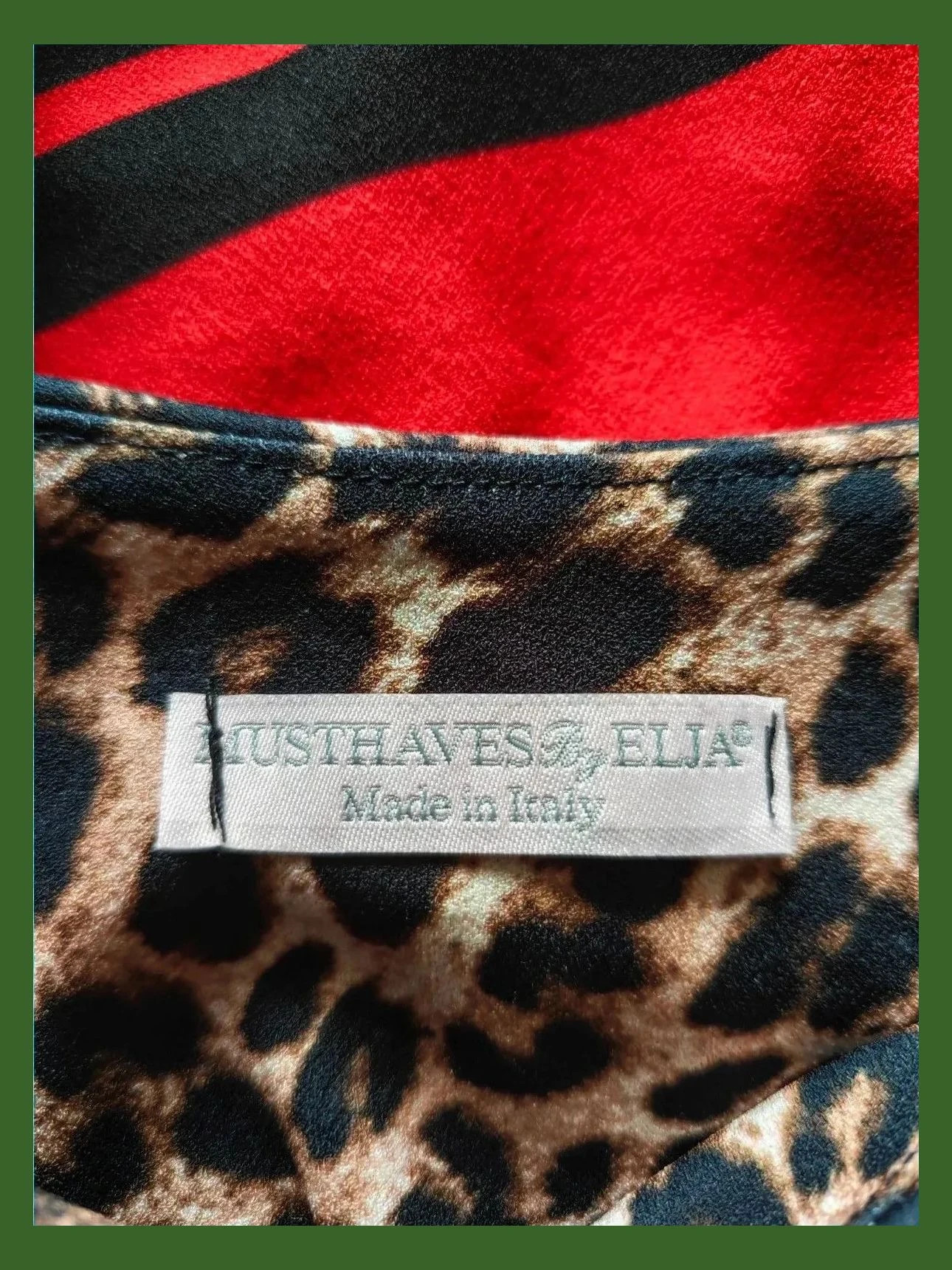 🌺 Vestido entallado con rayas rojo y negro y arriba estampado animal print – MustHaves By Elja – taille XL / 42 / 14 5
