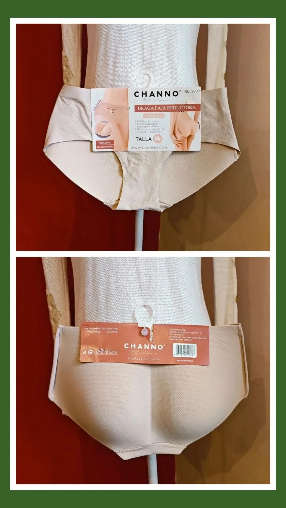 🌺 Cómoda braga faja tono beige efecto reductor con realce de glúteos