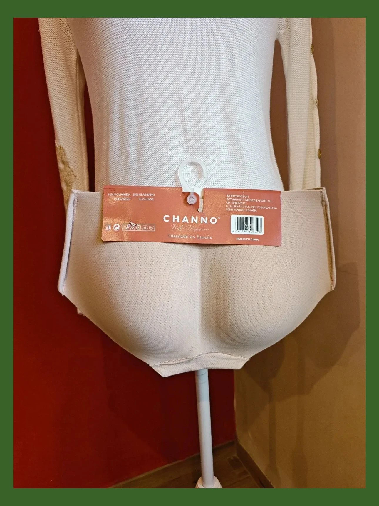 🌺 Cómoda braga faja tono beige efecto reductor con realce de glúteos – Channo – taille XL / 42 / 14 5