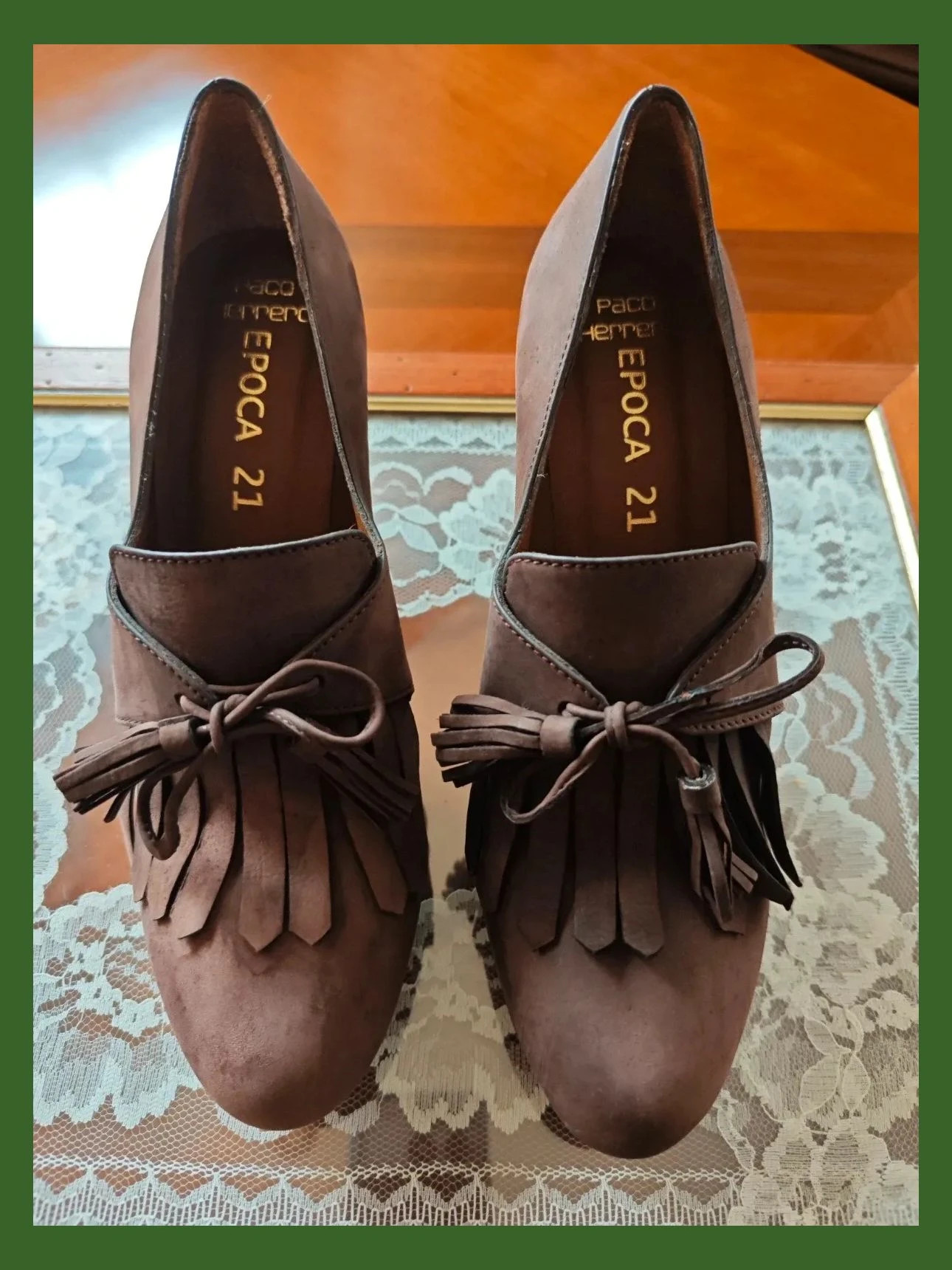 🌺Bonitos y cómodos zapatos de piel marrón con solapa de flecos y lazo, de Paco Herrero – Paco Herrero – taille 39 2