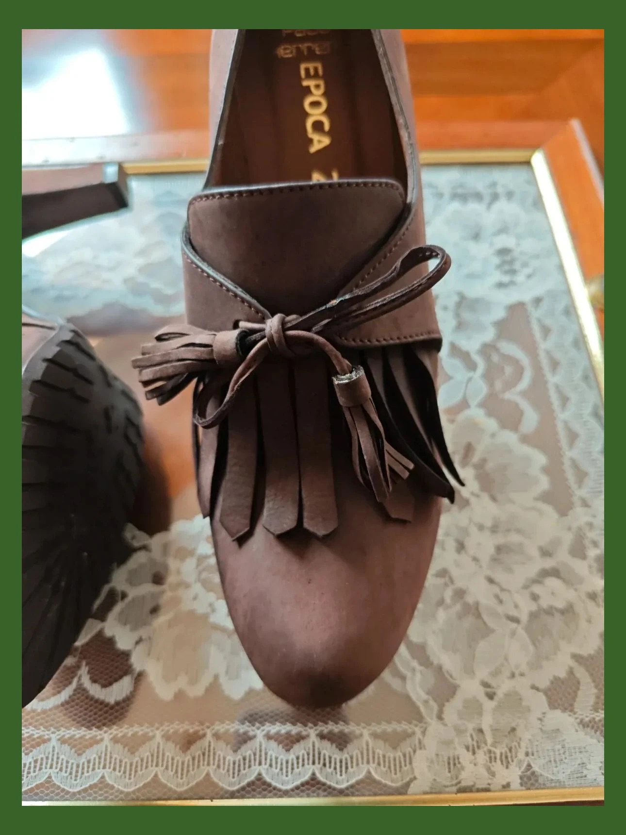 🌺Bonitos y cómodos zapatos de piel marrón con solapa de flecos y lazo, de Paco Herrero – Paco Herrero – taille 39 3