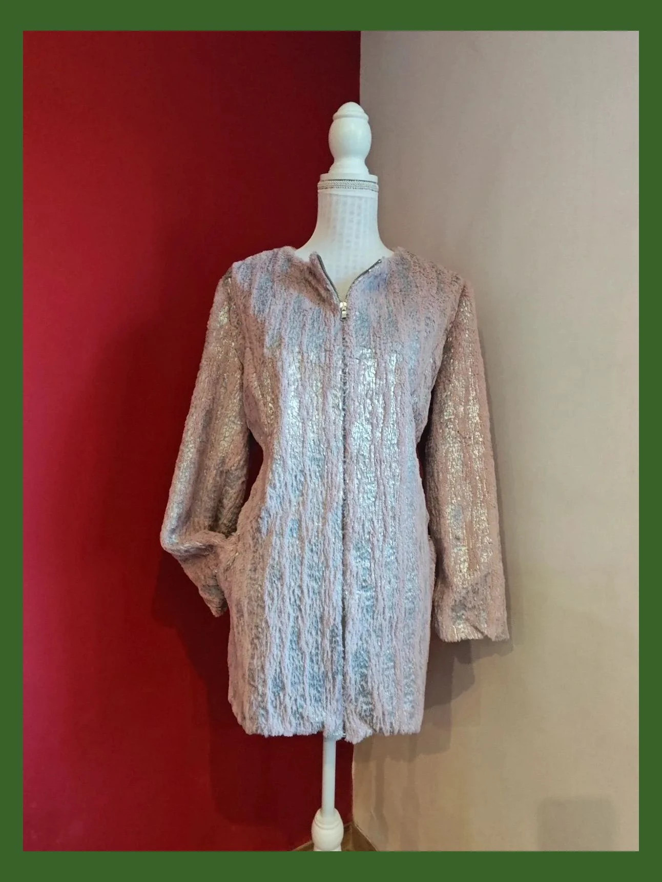 🌺Original chaquetón de pelito rosa y plateado