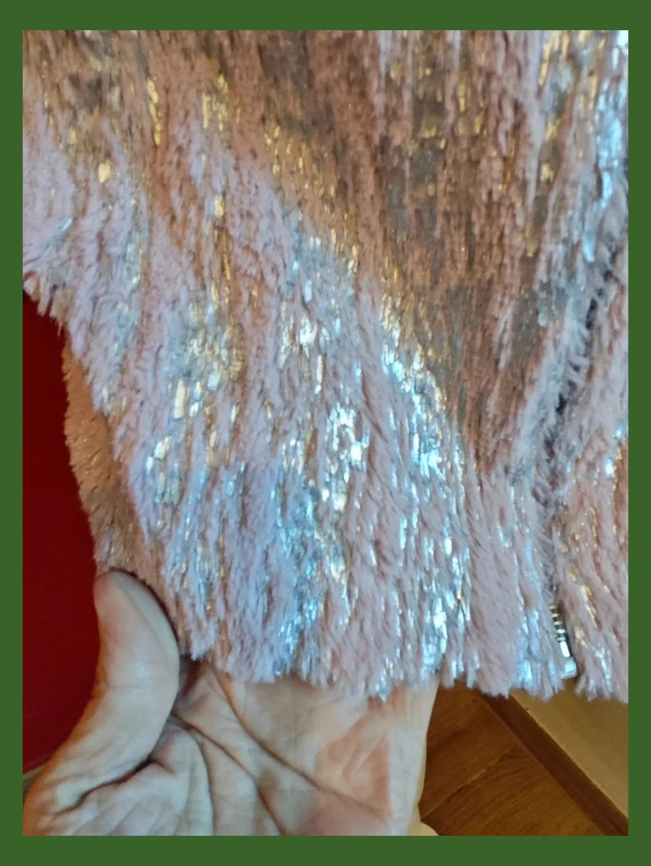 🌺Original chaquetón de pelito rosa y plateado – Munmo – taille XXL / 44 / 16 3