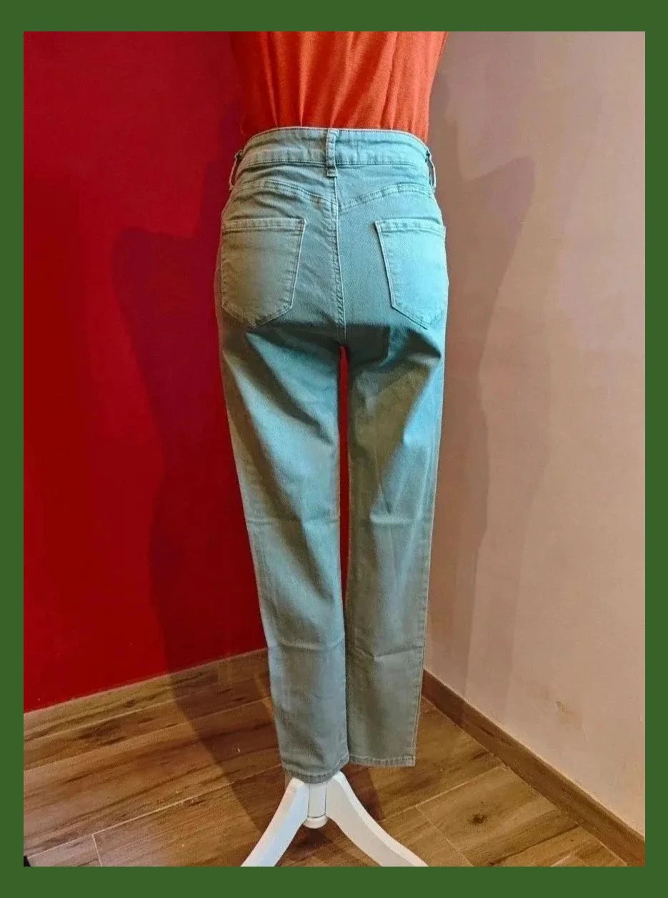 🌺Pantalón vaquero pitillo verde caqui de algodón elástico, talla L – Vivid – taille L / 40 / 12 3