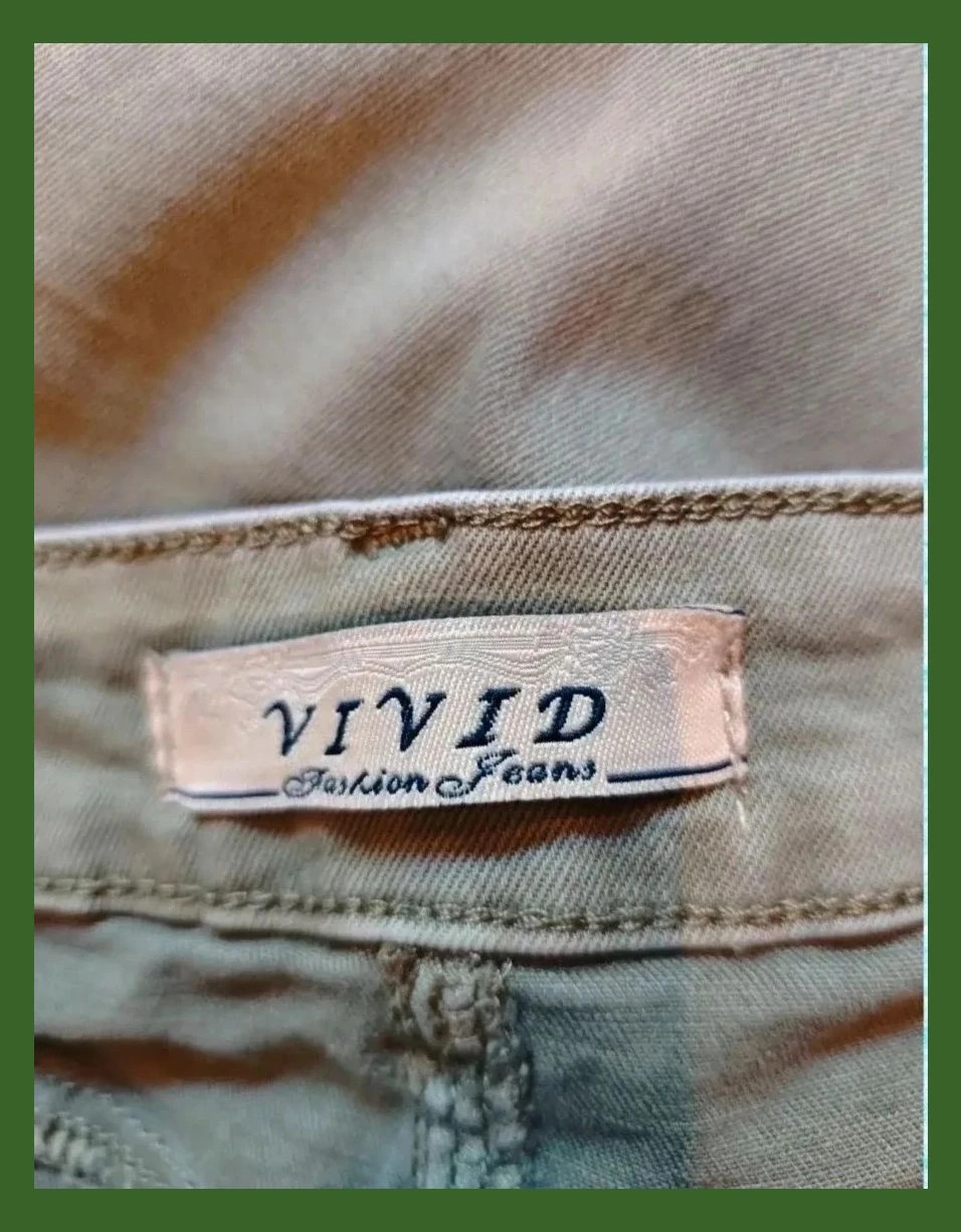 🌺Pantalón vaquero pitillo verde caqui de algodón elástico, talla L – Vivid – taille L / 40 / 12 4