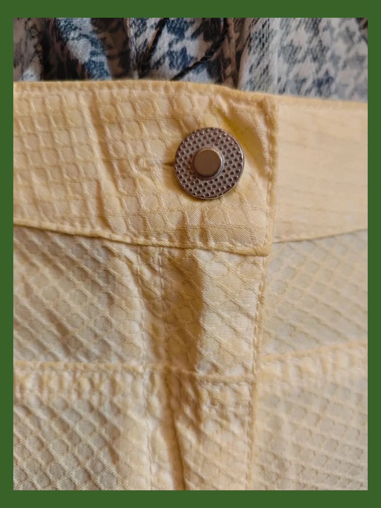 🌺 Bonito pantalón de algodón amarillo clarito, con relieves tipo rejilla, talla 40 – Didi – taille L / 40 / 12 4