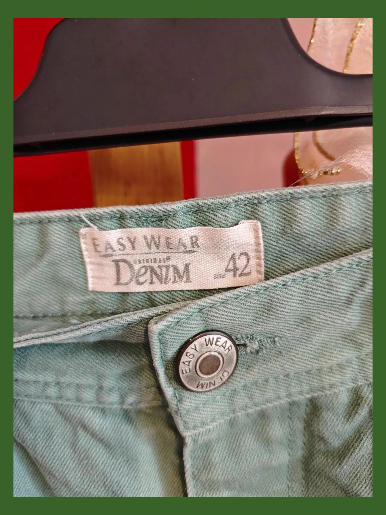 🌺Pantalón vaquero de algodón verde claro. Talla 42 – Easy Wear – taille W32 | FR 42 5