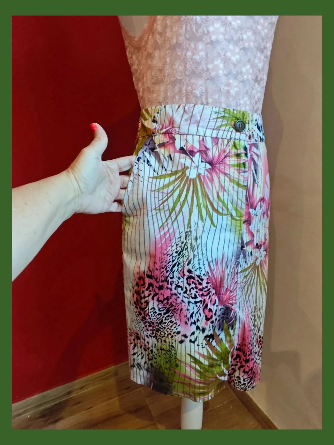🌺Falda entallada estampado multicolor con bolsillos – Vintage Dressing – taille L / 40 / 12 2