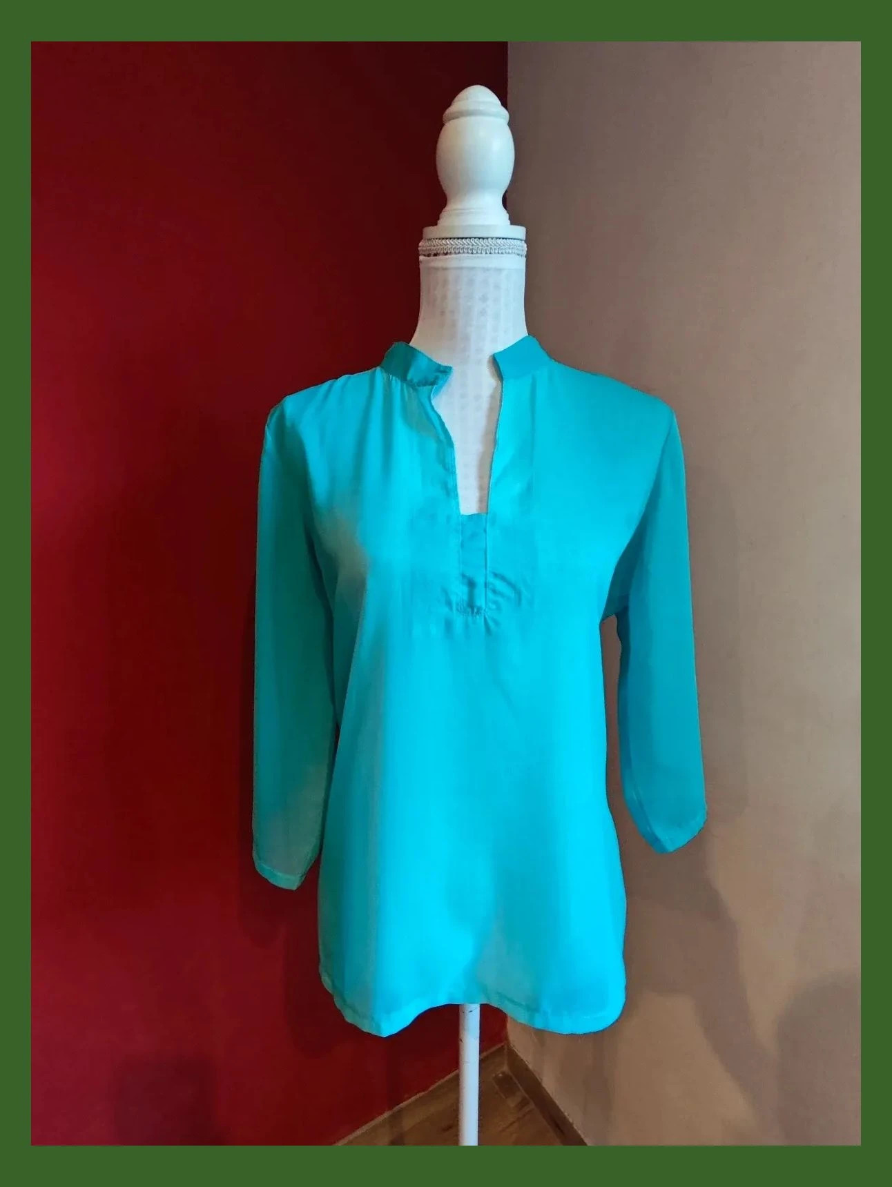 🌺Blusa de gasa azul semitransparente efecto degradado