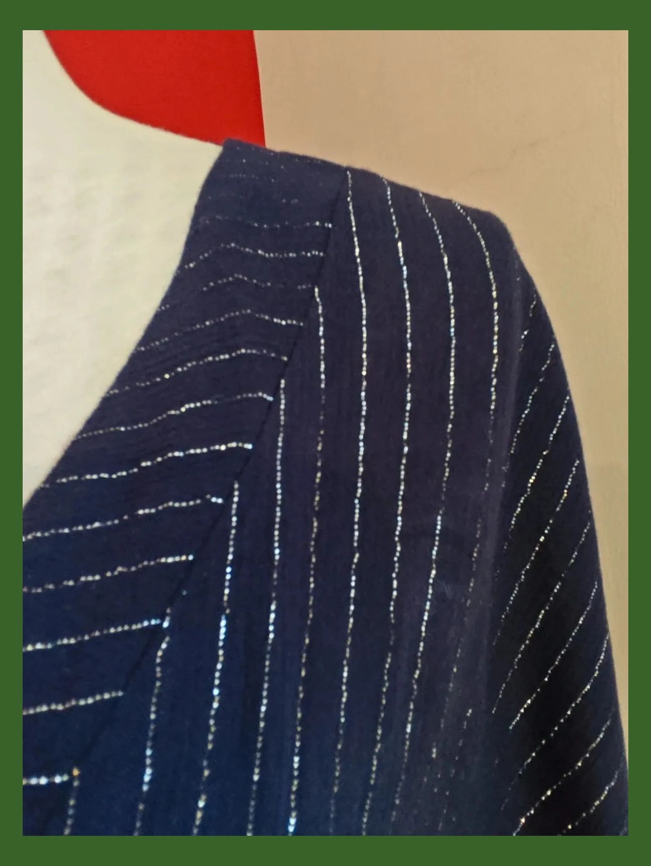 🌺 Bonito caftán azul marino con hilos plateados – Vintage Dressing – taille 5XL / 50 / 22 3