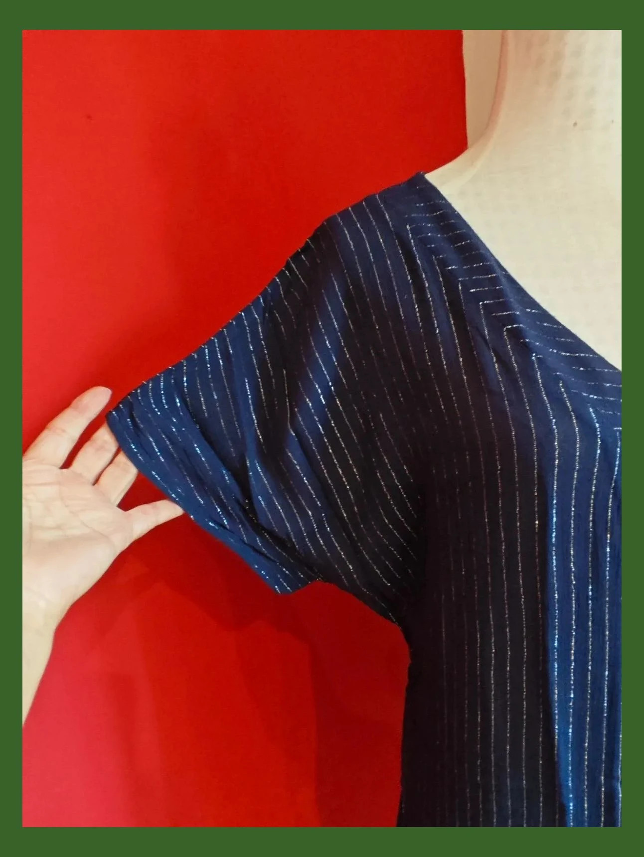 🌺 Bonito caftán azul marino con hilos plateados – Vintage Dressing – taille 5XL / 50 / 22 4