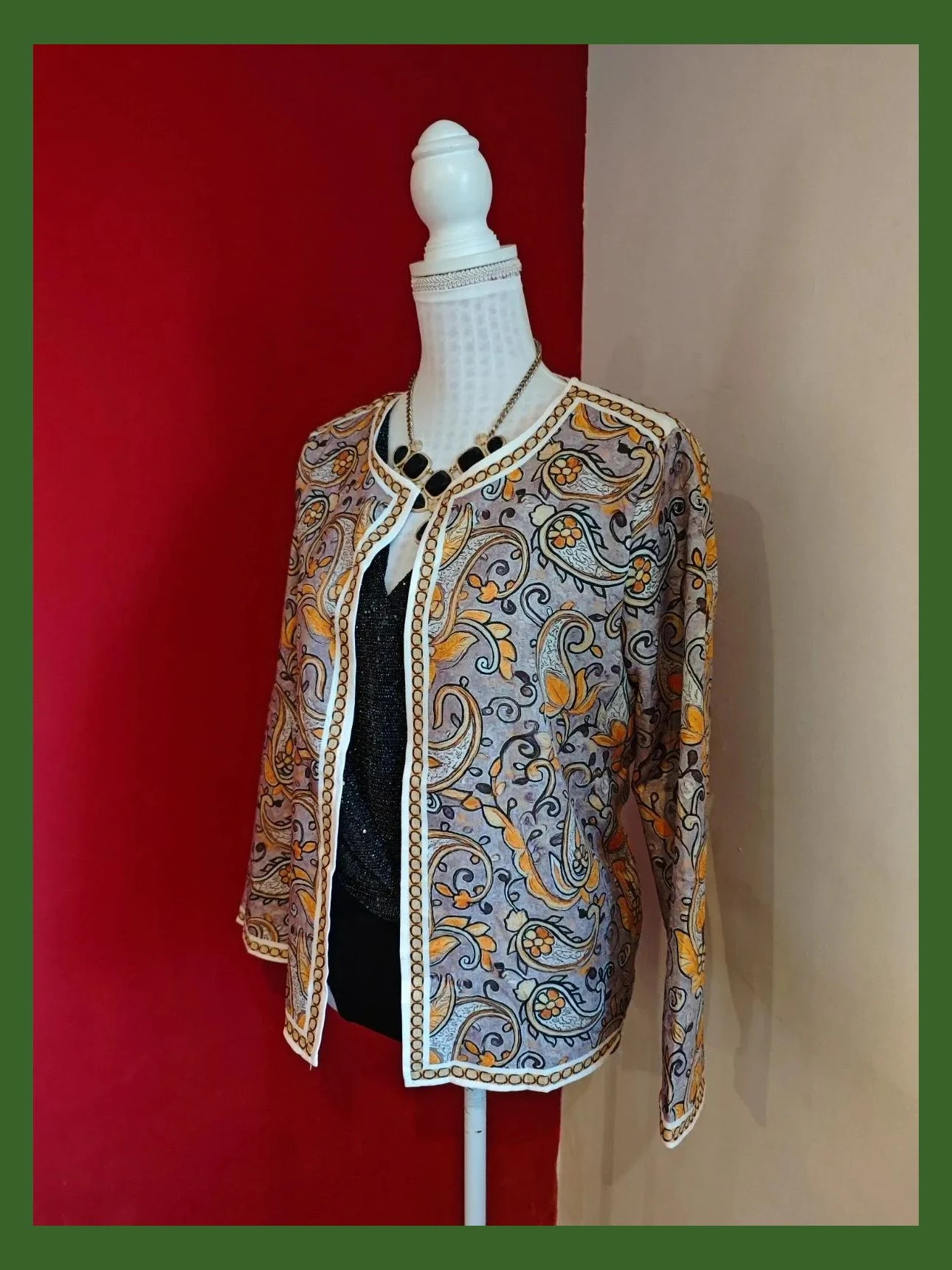🌺 Bonita blazer de tela fina con estampado floral tonos tierra – boutique local – taille XL / 42 / 14 2