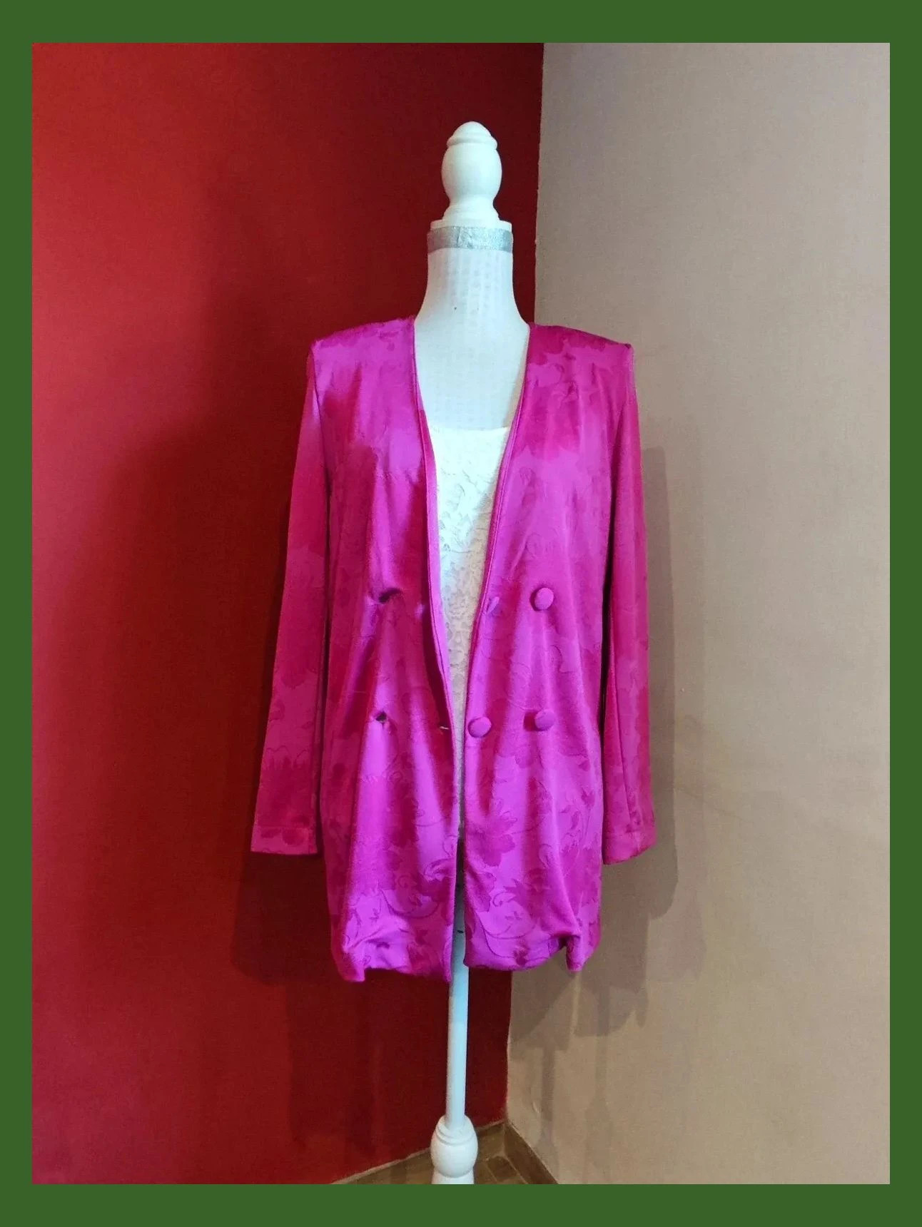 🌺Preciosa blazer fucsia de verano con estampado integrado – Sfera Collection – taille L / 40 / 12 3