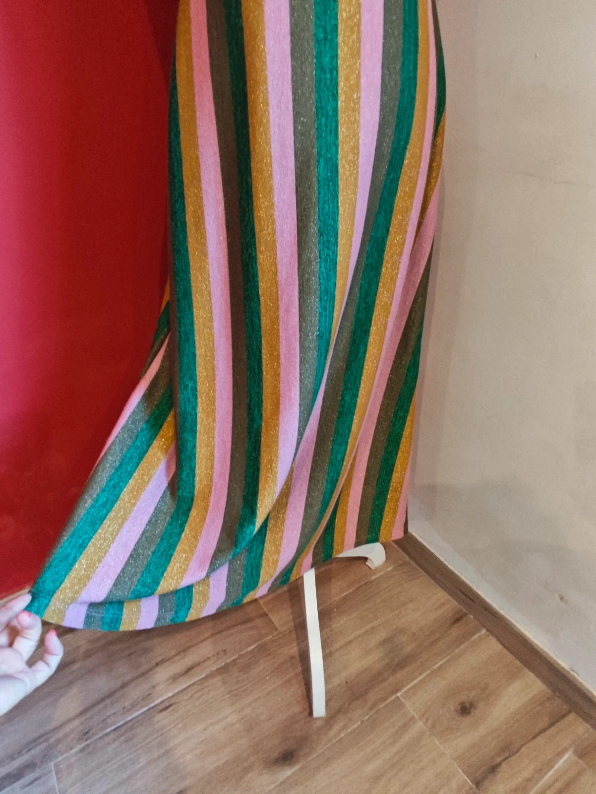 🌺Vestido largo ideal de punto lurex con rayas tonos rosa, verdes y dorado – Sfera Collection – taille M / 38 / 10 4