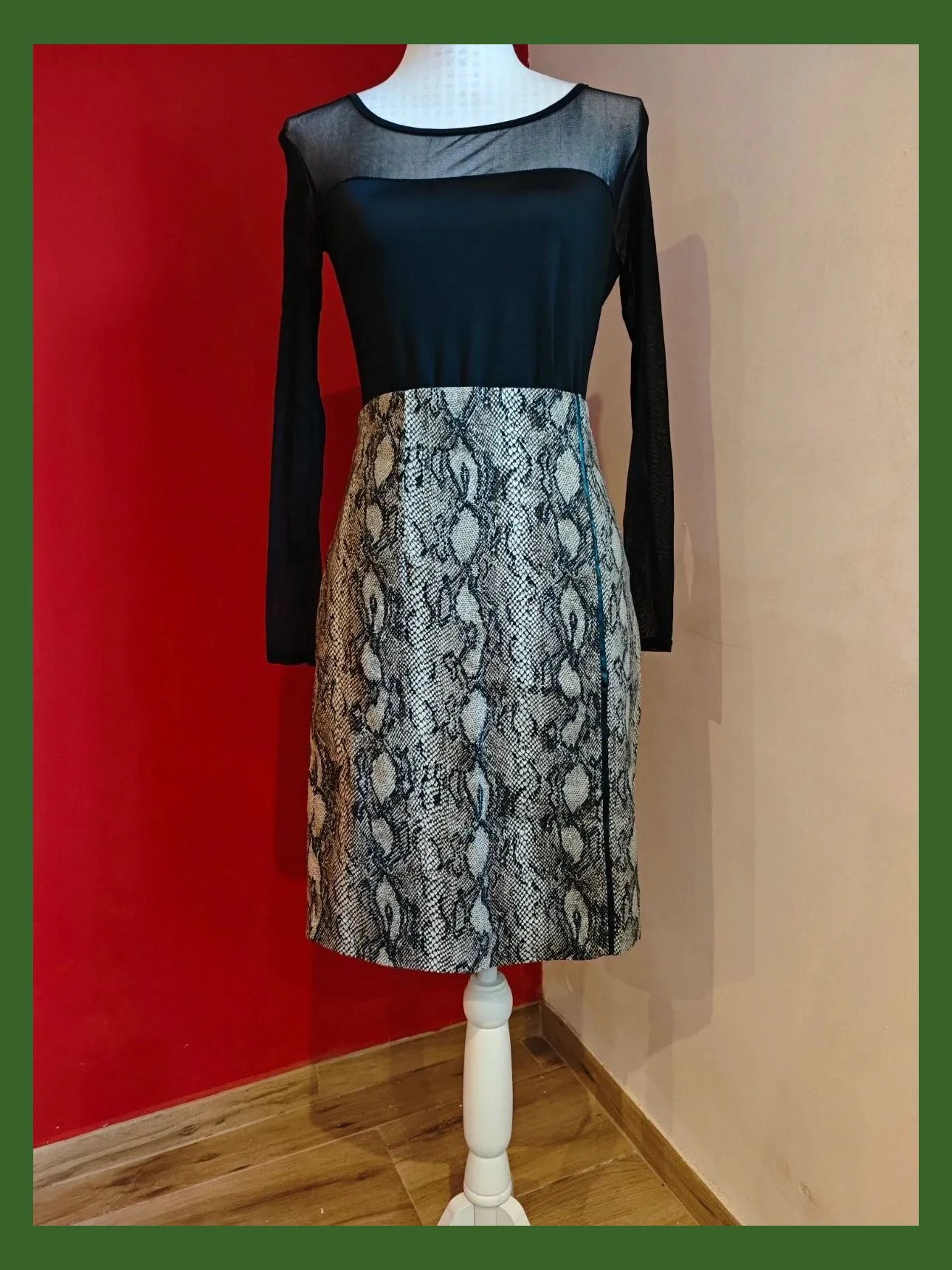 🌺Falda de algodón estampado animal print tonos negro y beige, talla M – Festa – taille M / 38 / 10 2