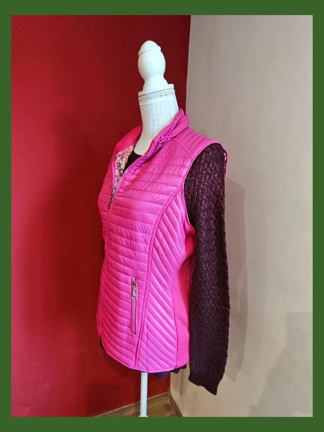 🌺 Cómodo y práctico chaleco acolchado reversible – Wen Ni – taille XL / 42 / 14 3