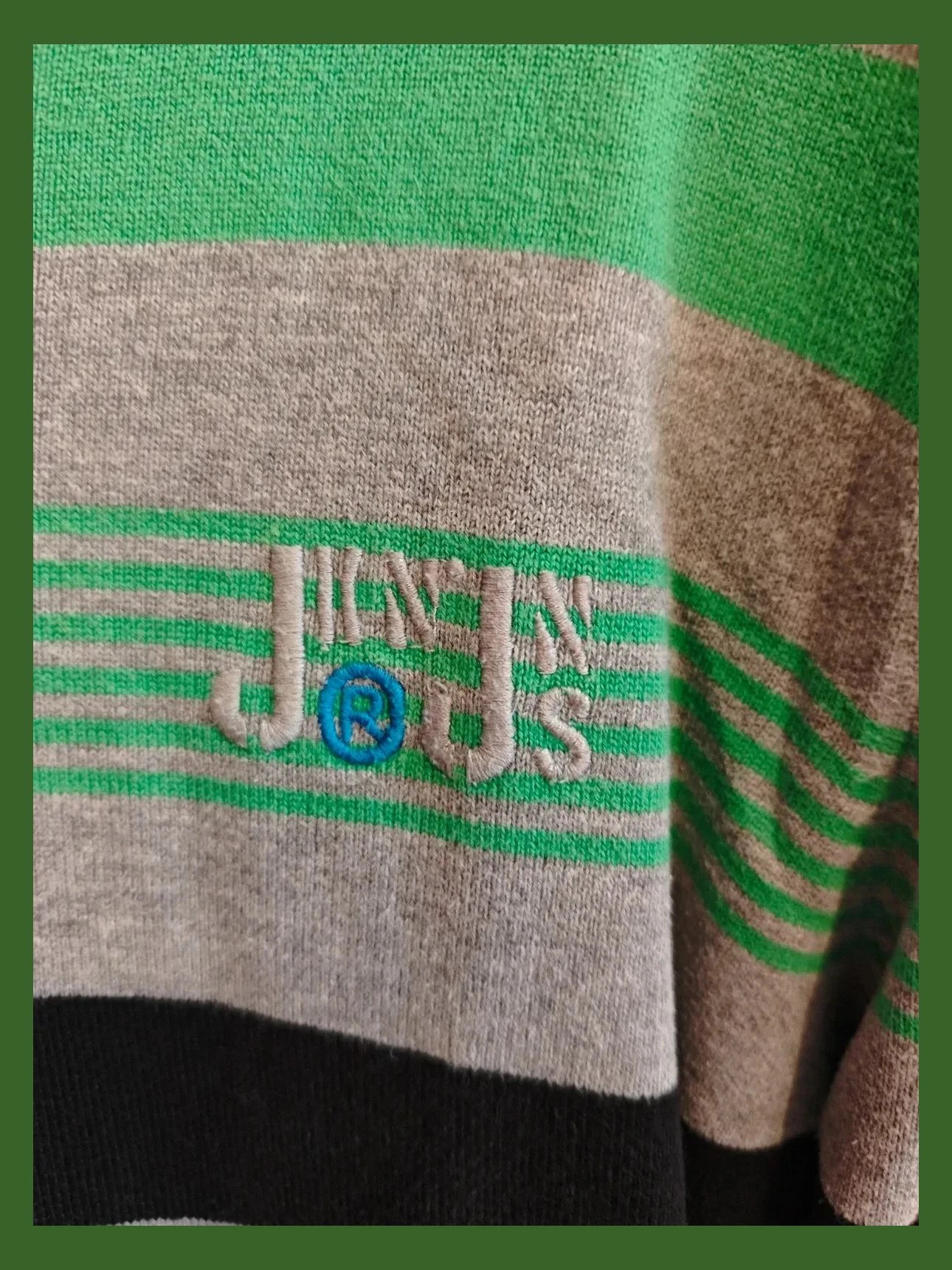 🌺 Jersey de algodón gris con rayas negras y verde, de Jack&Jones – Jack & Jones – taille L 3
