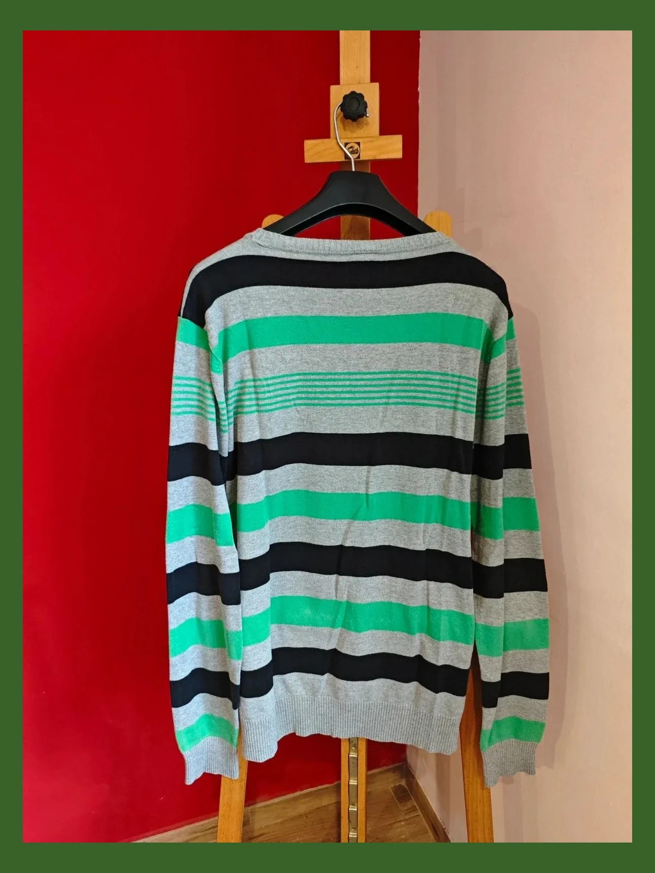 🌺 Jersey de algodón gris con rayas negras y verde, de Jack&Jones – Jack & Jones – taille L 4