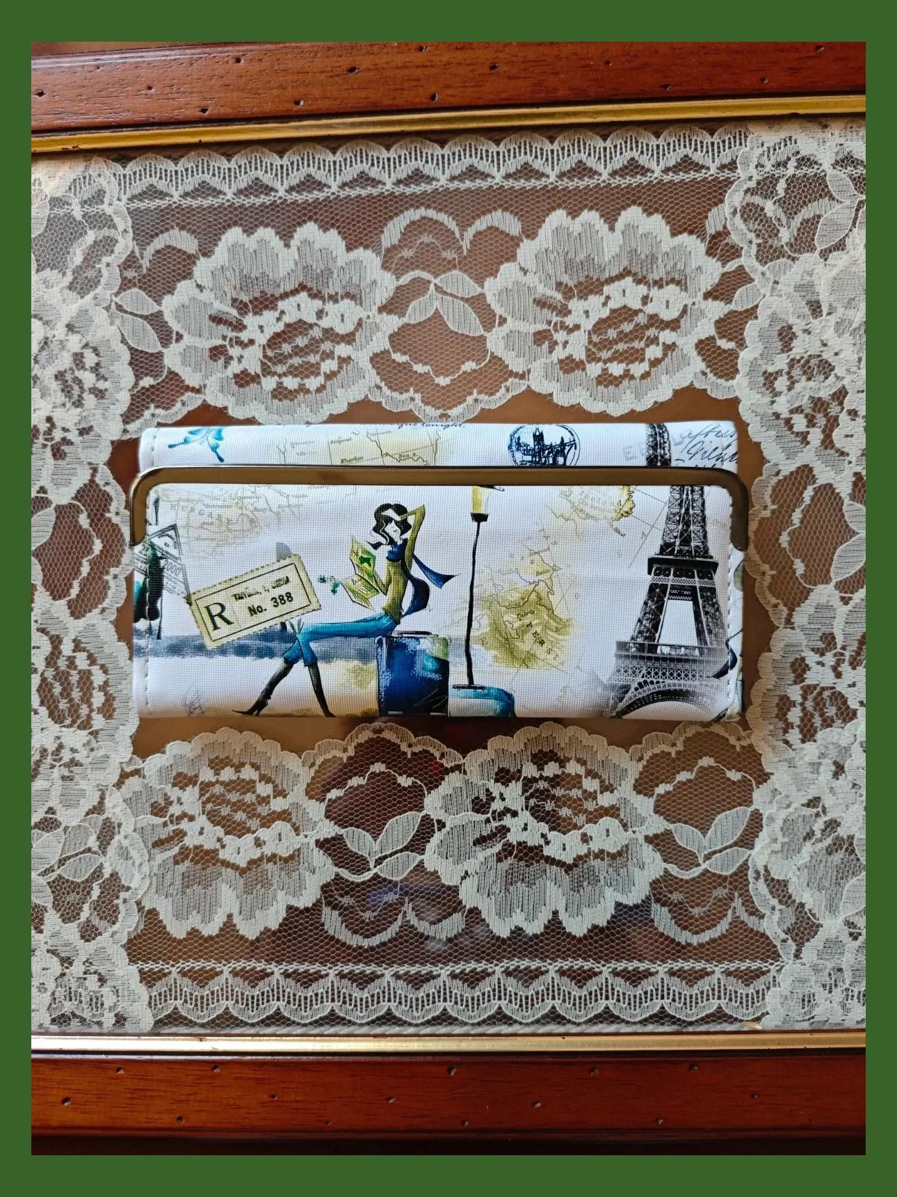 🌺Cartera monedero blanca con dibujos de Paris 2