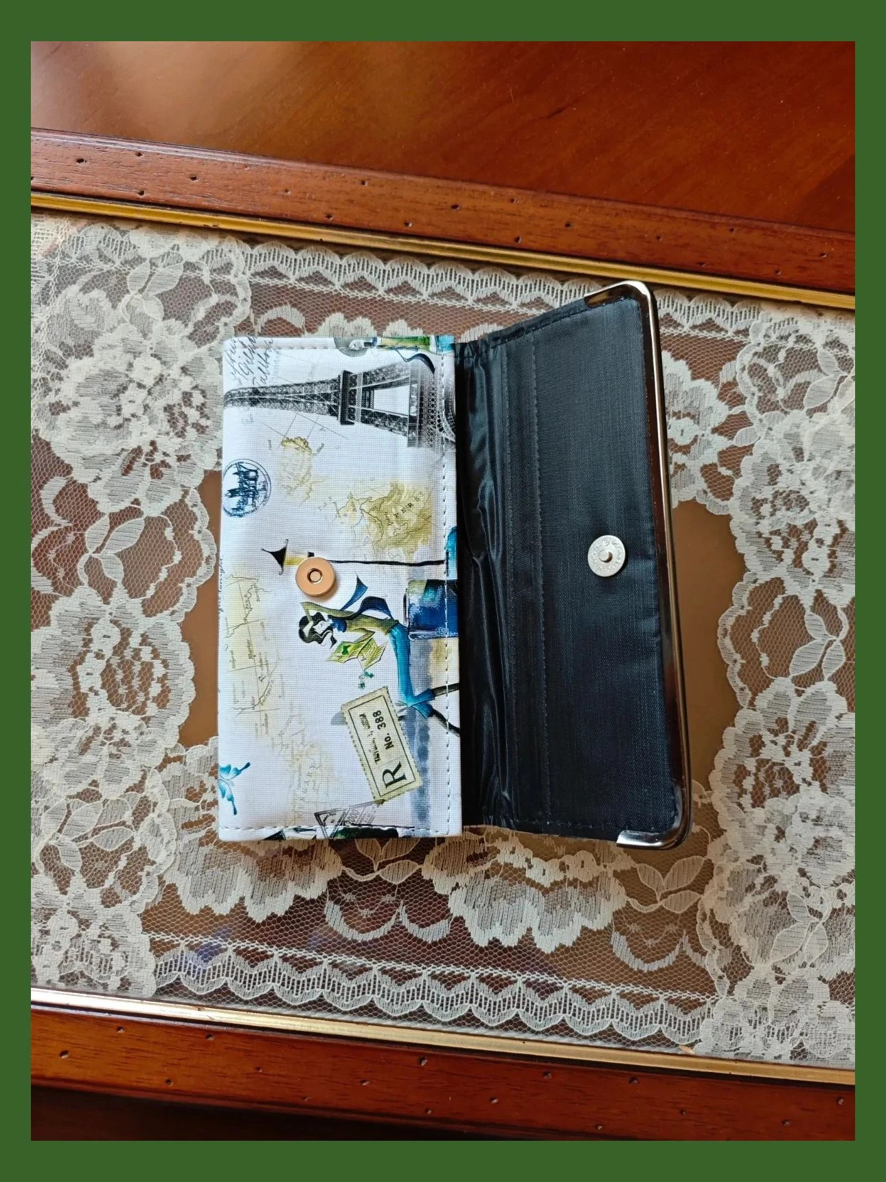 🌺Cartera monedero blanca con dibujos de Paris 3