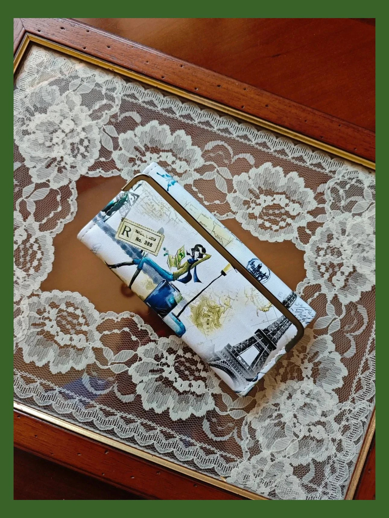 🌺Cartera monedero blanca con dibujos de Paris 5