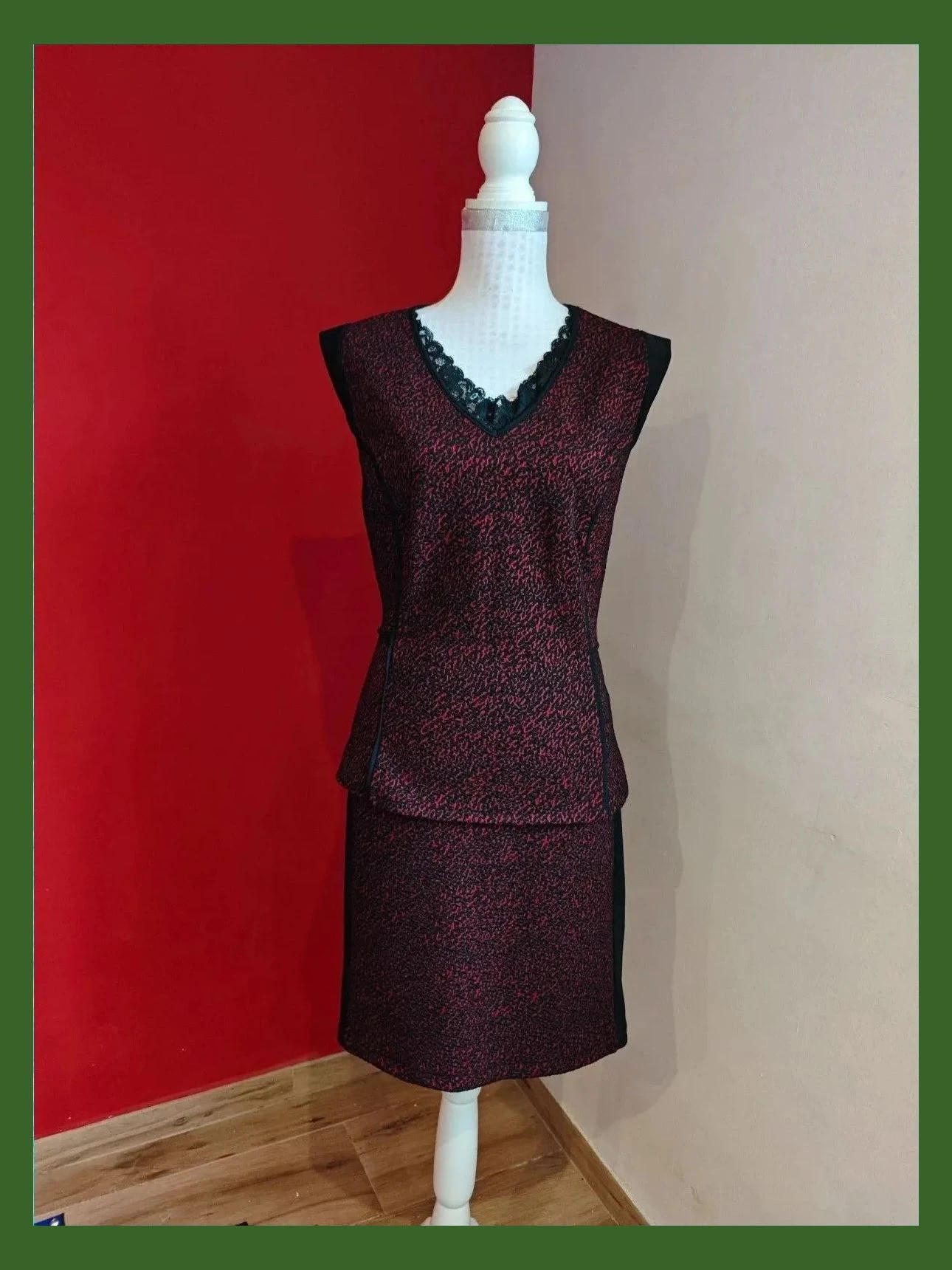 🌺Conjunto de top y falda negro y rojo, de Trucco, talla L