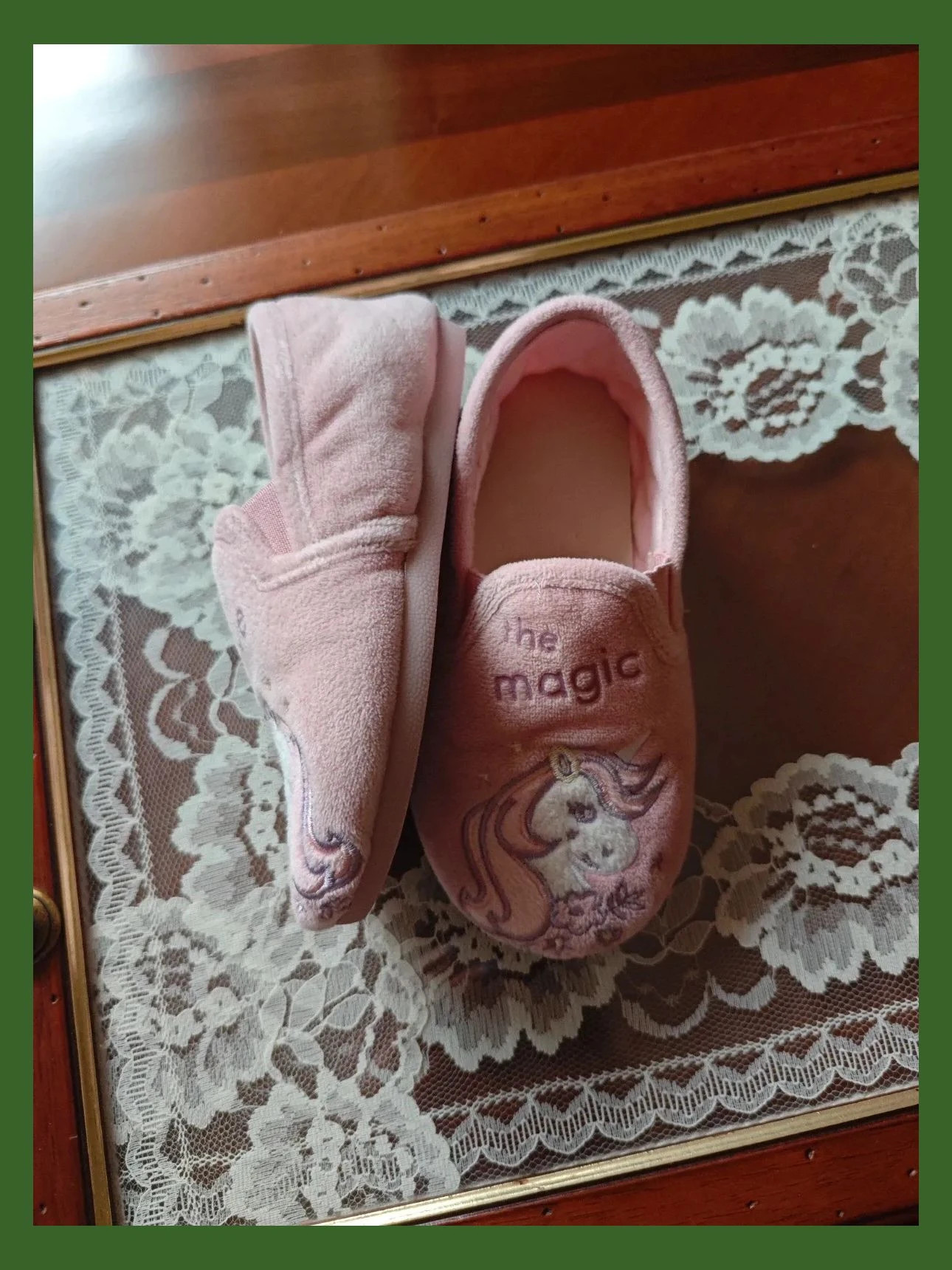 🌺 Zapatillas de niña para casa de terciopelo rosa con bordado de unicornio, número 29 – taille 29 2