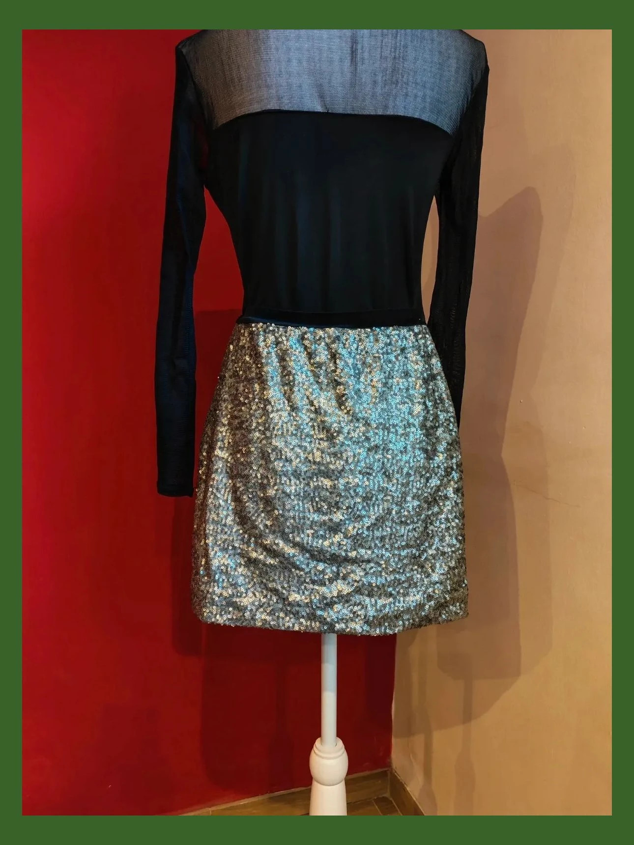 🌺Minifalda de lentejuelas plateadas, de Green Coast, talla 34 – Green Coast – taille XS / 34 / 6 3