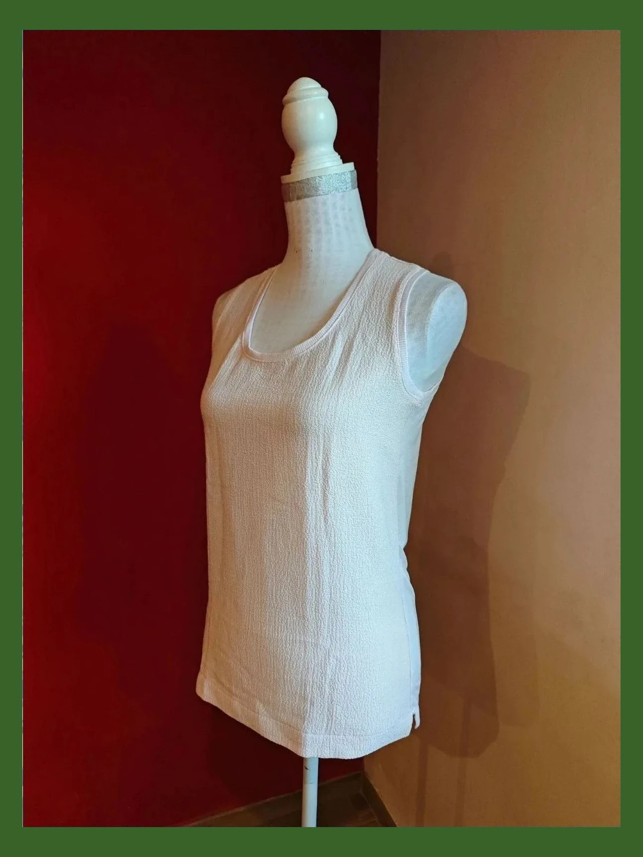 🌺 Camiseta sin mangas rosa muy claro con dos texturas, de Mango – Mango – taille M / 38 / 10 2
