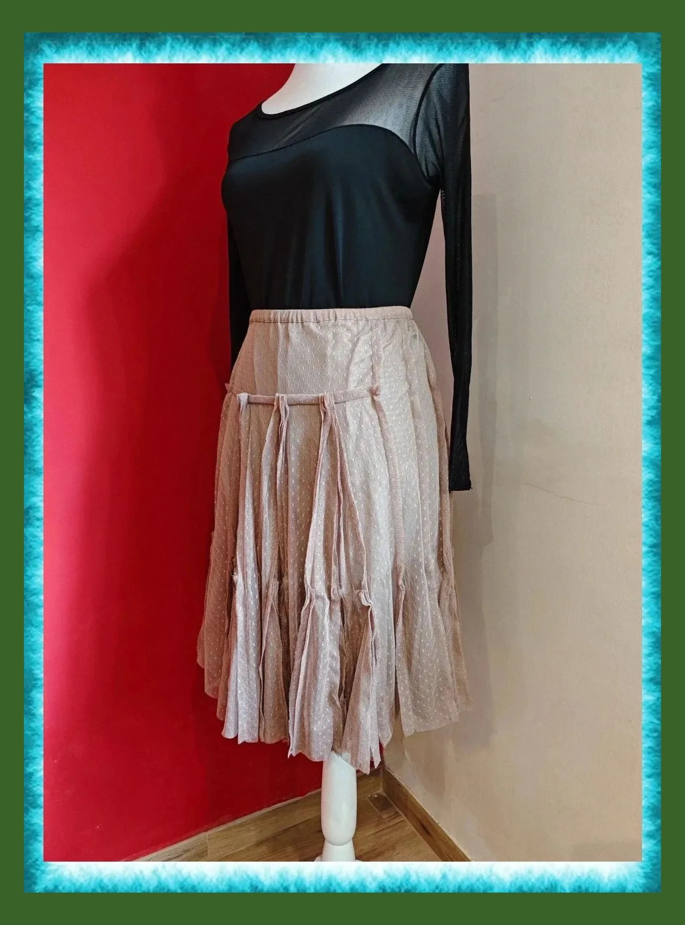 🌺 Espectacular falda de gasa rosa nude de algodón y seda, de Bimba y Lola, colección vintage – Bimba Y Lola – taille M / 38 / 10 4
