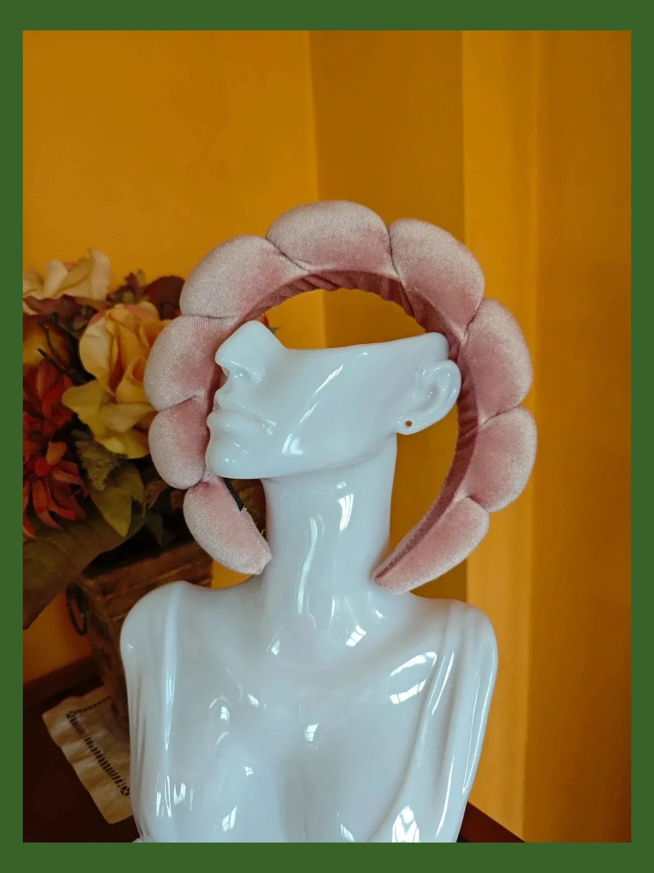 🌺Preciosa diadema de terciopelo rosa con ondas
