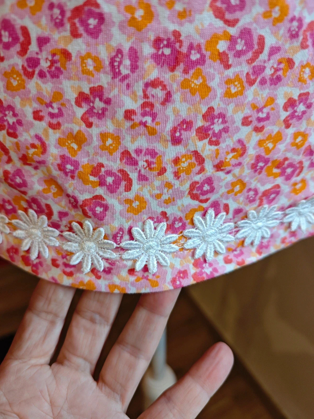 🌺Camiseta floreada de algodón de tirantes con volantes y margaritas blancas cosidas por mi, talla L – Sfera Casual – taille L / 40 / 12 5