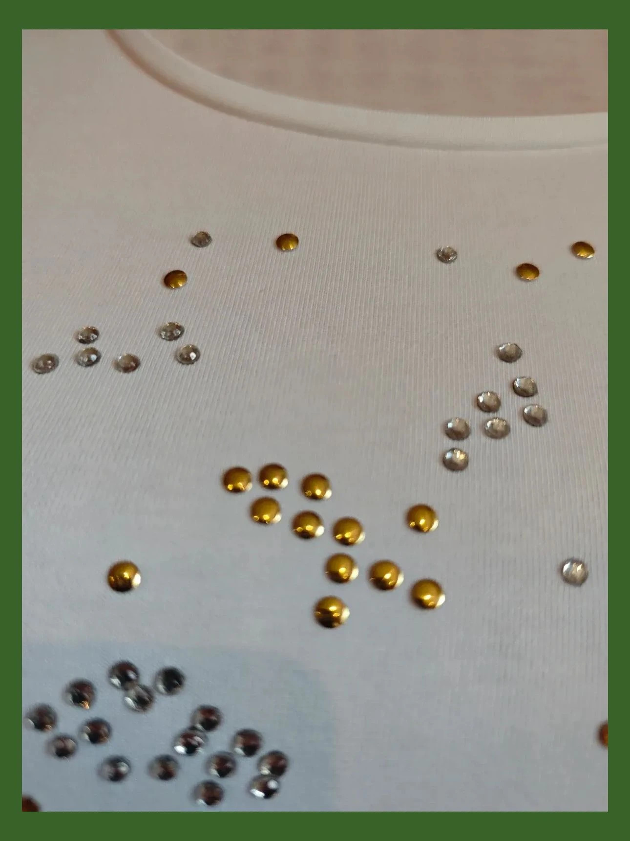 🌺Camiseta blanca de algodón con brillantitos y círculos dorados y plateados – Duranti – taille S / 36 / 8 3