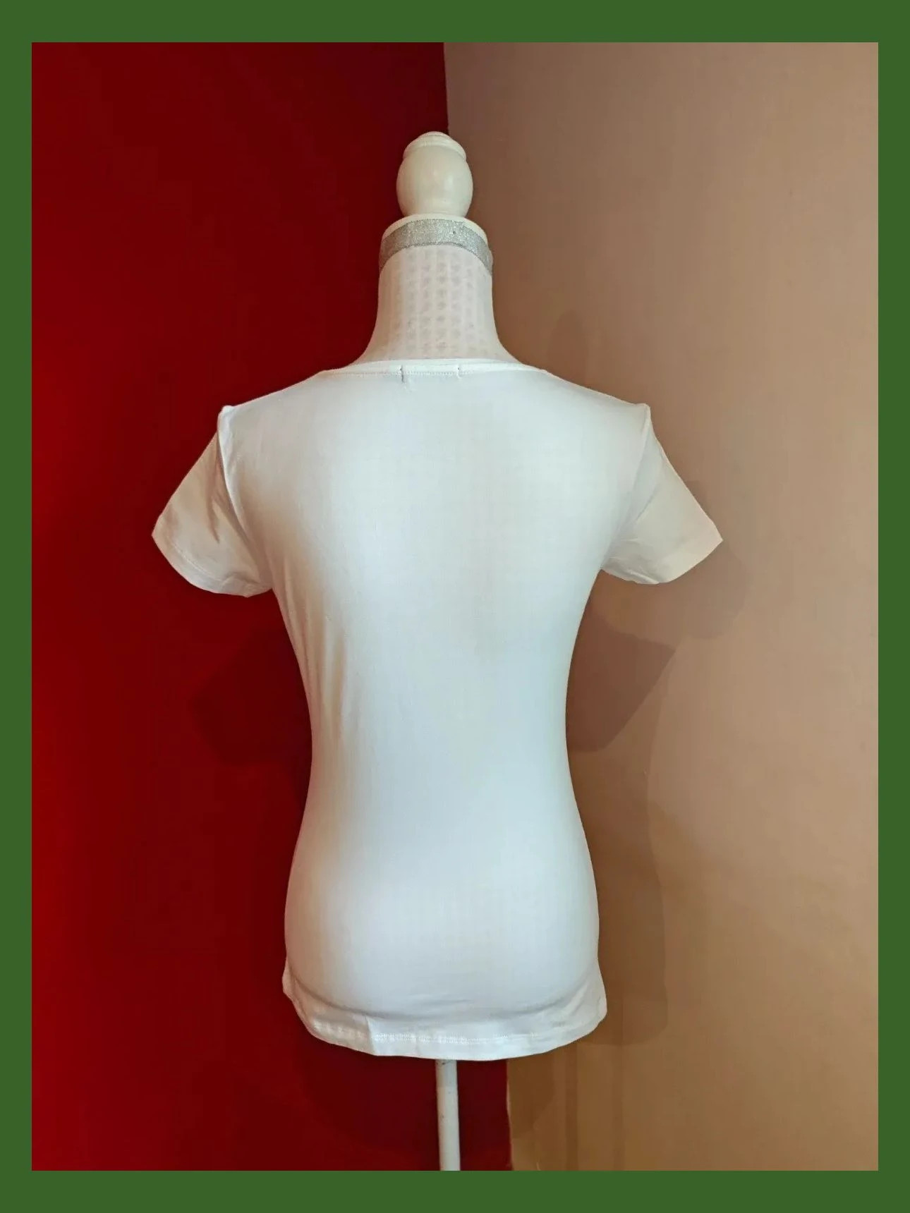 🌺Camiseta blanca de algodón con brillantitos y círculos dorados y plateados – Duranti – taille S / 36 / 8 4