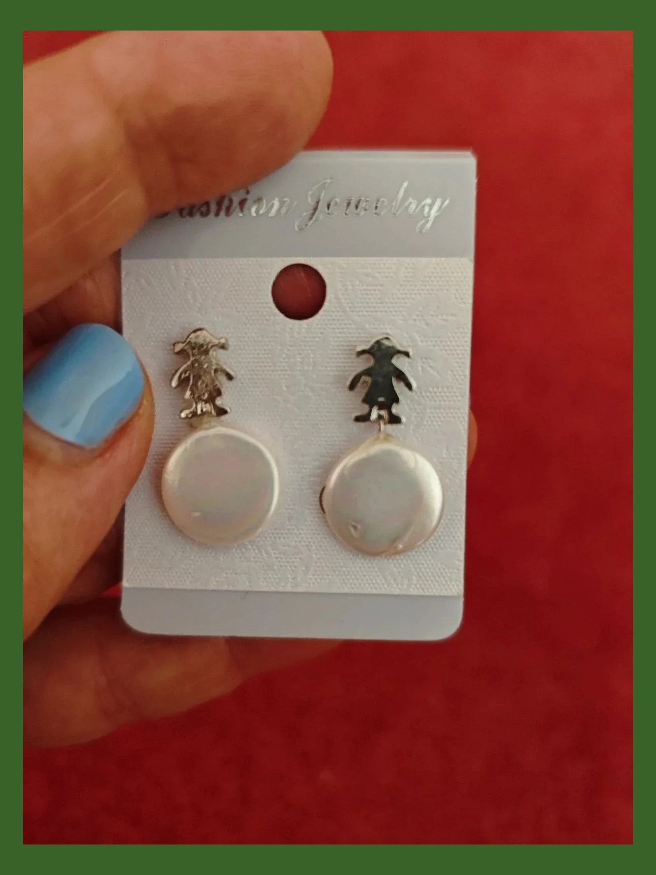 🌺Bonitos pendientes con figura de niña plateada con perla plana – Fashion Jewelry 4