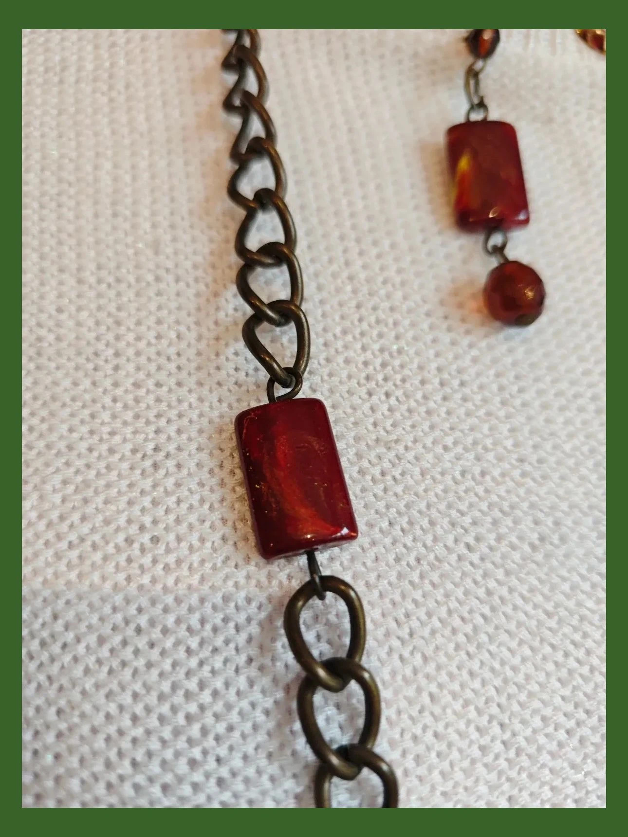 🌺 Conjunto de collar largo, pulsera y pendientes dorado envejecido con abalorios marrón adamascado 4