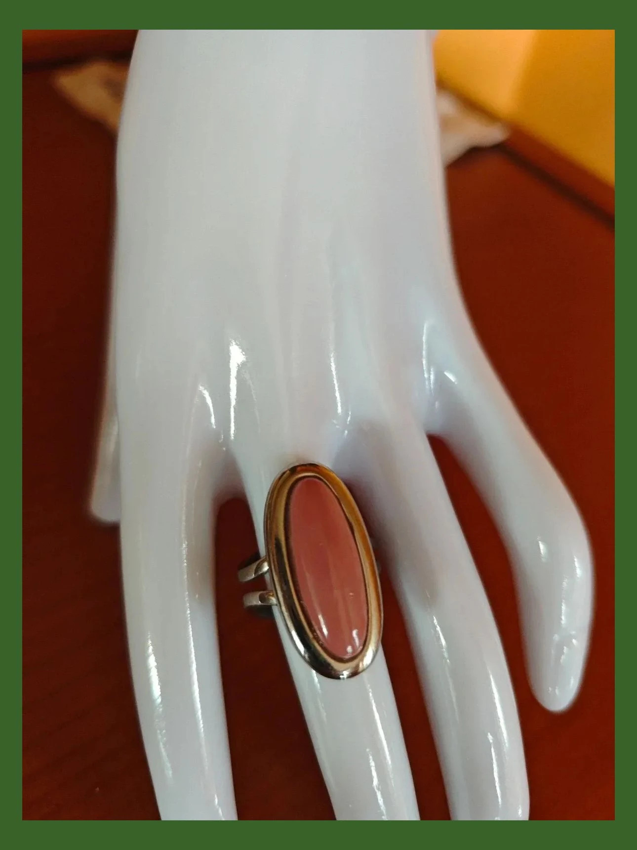 🌺 Bonito anillo ajustable metal plateado con pieza ovalada rosa – Vintage Chic – taille 19 mm 2