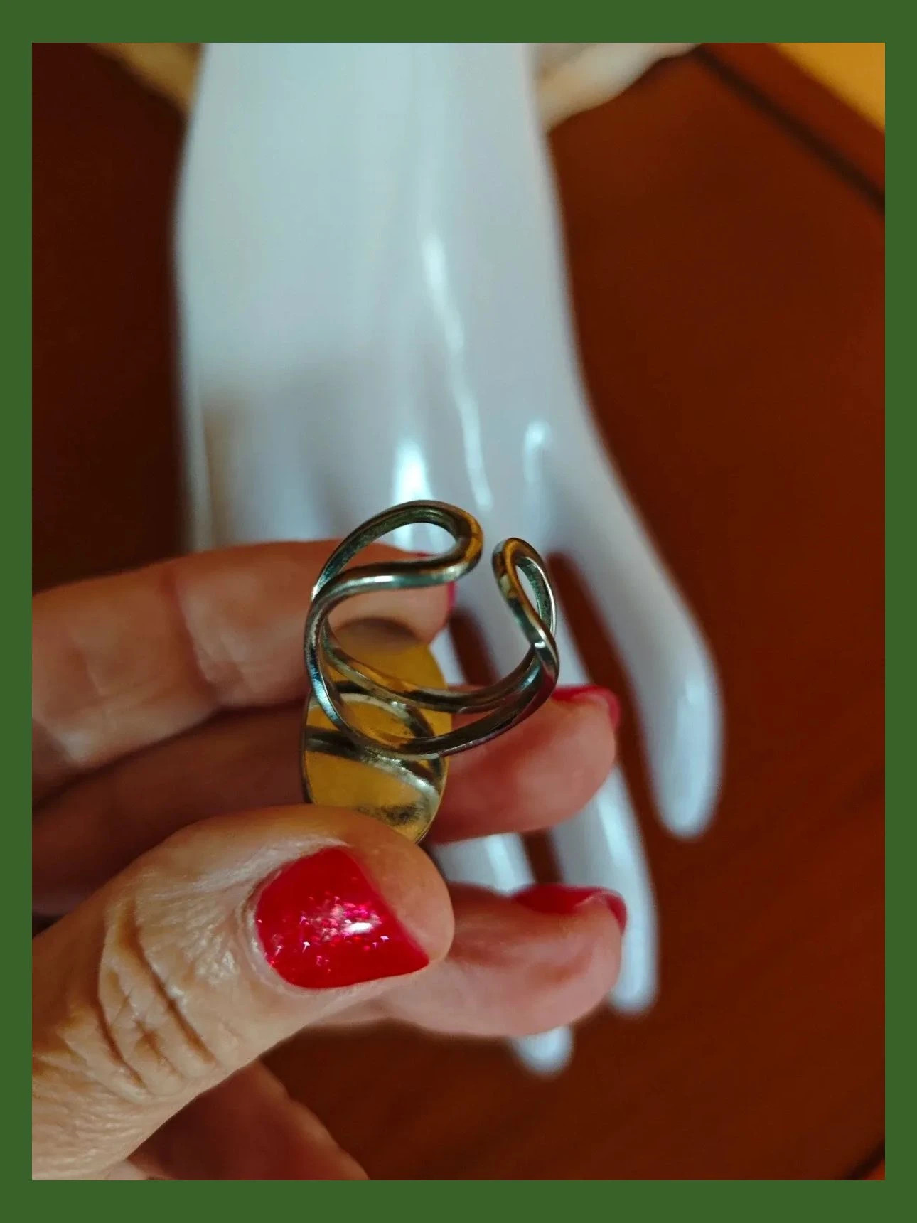 🌺 Bonito anillo ajustable metal plateado con pieza ovalada rosa – Vintage Chic – taille 19 mm 4