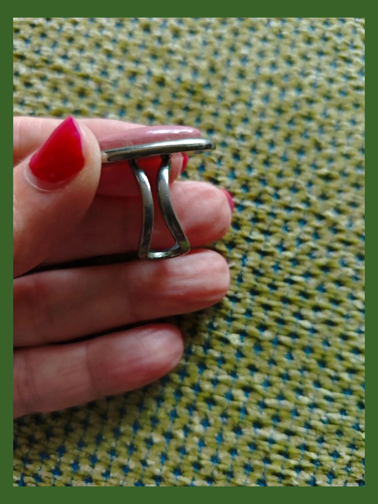 🌺 Bonito anillo ajustable metal plateado con pieza ovalada rosa – Vintage Chic – taille 19 mm 5