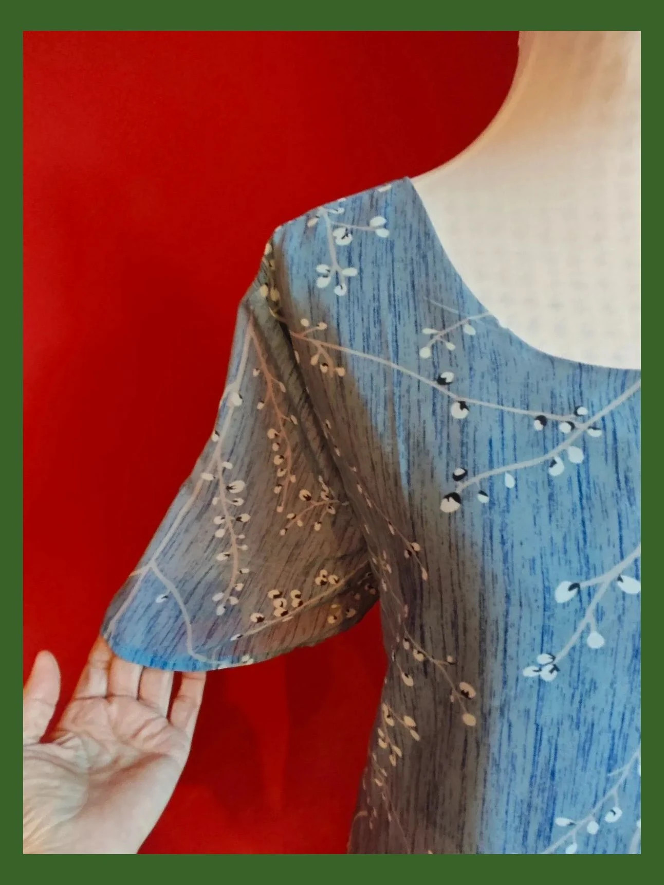 🌺Blusa azul con estampado floral discreto y forro que sobresale en el bajo, talla 50 – Vintage Dressing – taille 5XL / 50 / 22 3