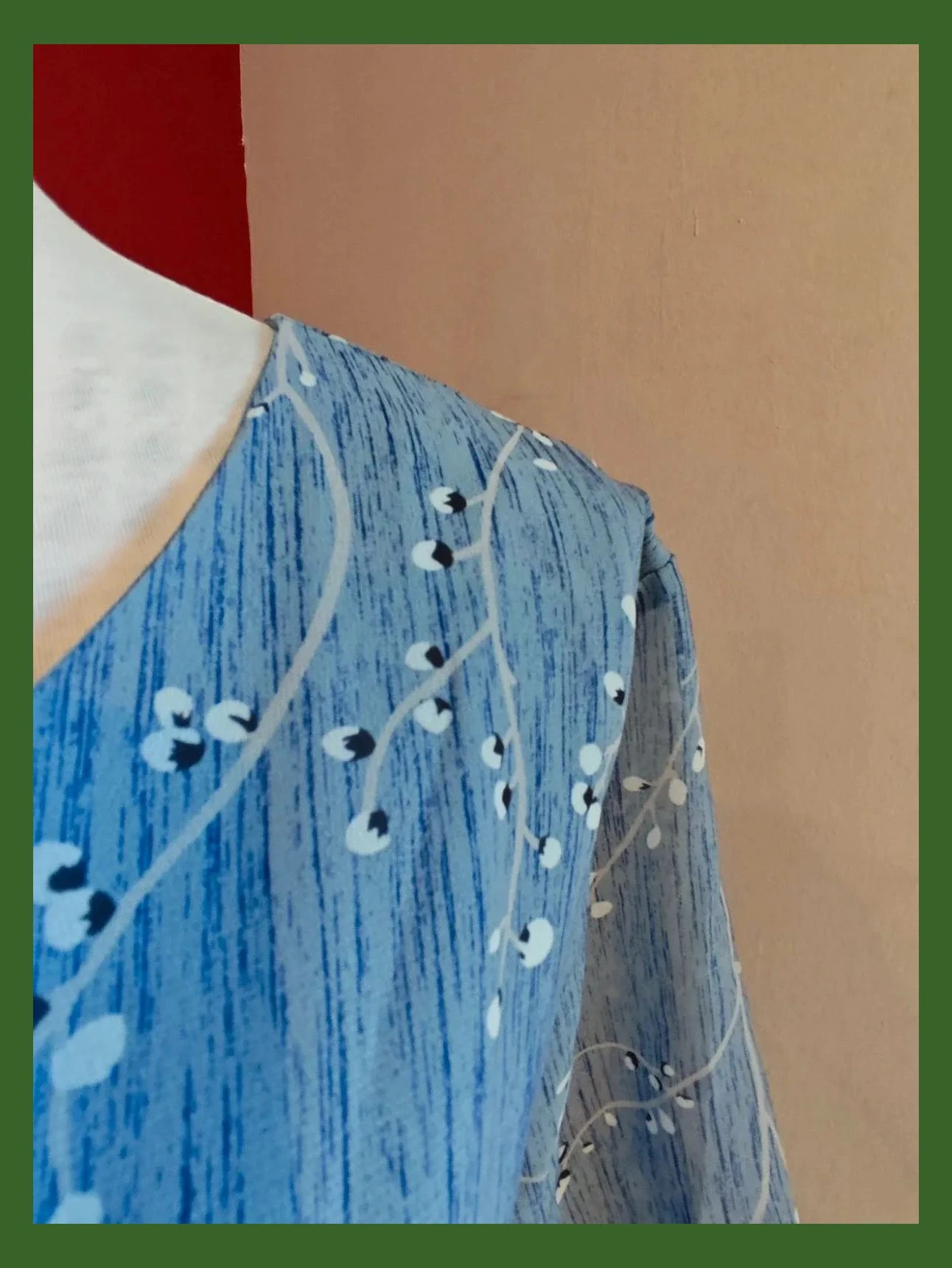 🌺Blusa azul con estampado floral discreto y forro que sobresale en el bajo, talla 50 – Vintage Dressing – taille 5XL / 50 / 22 4