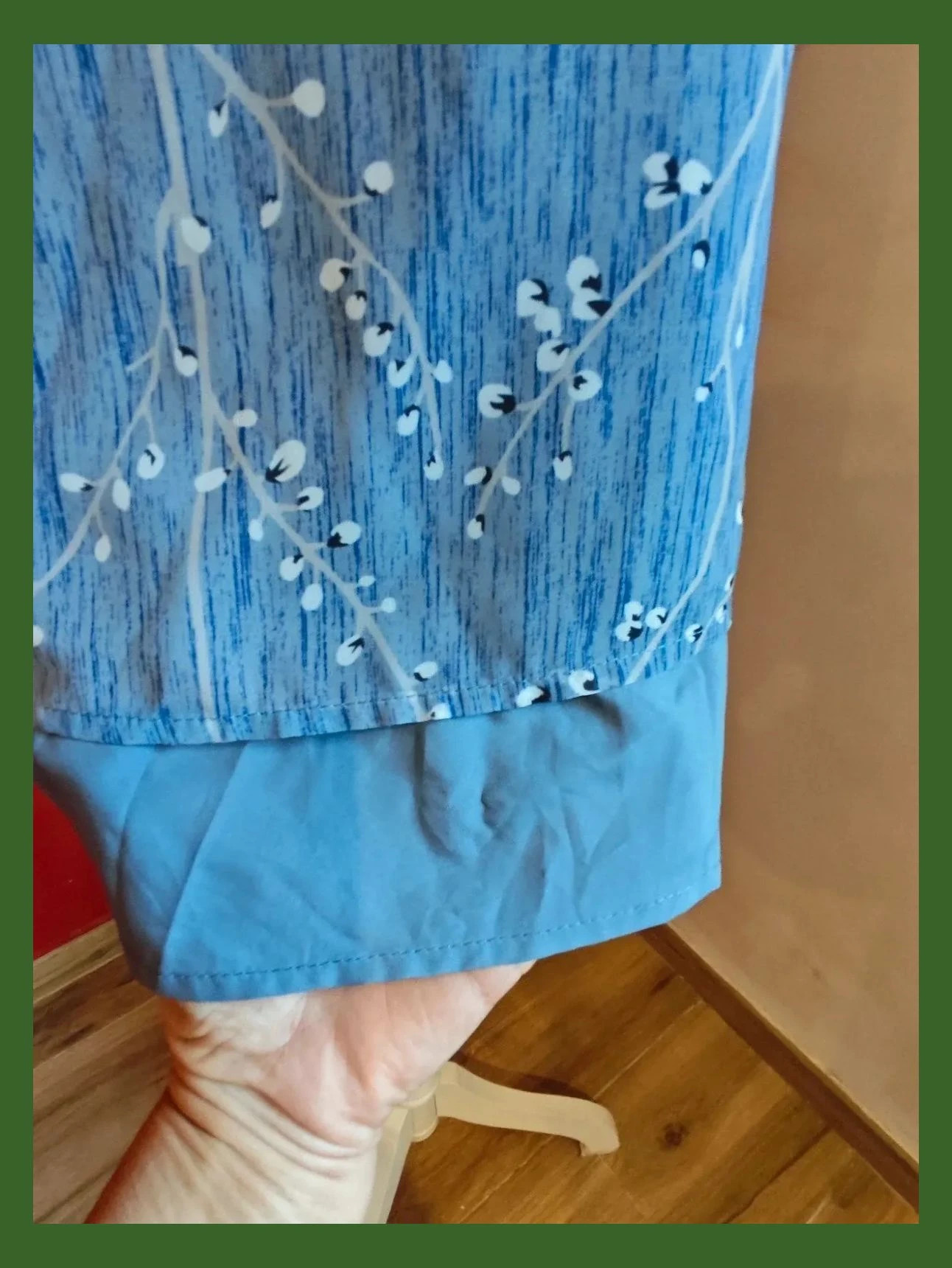 🌺Blusa azul con estampado floral discreto y forro que sobresale en el bajo, talla 50 – Vintage Dressing – taille 5XL / 50 / 22 5