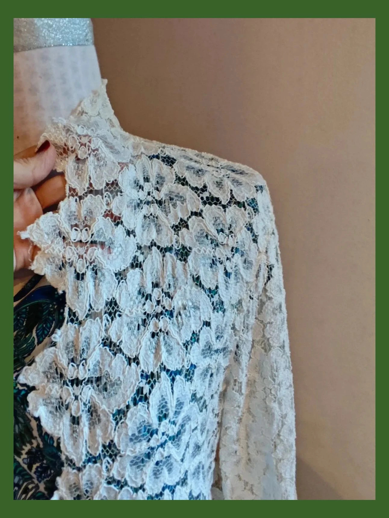 🌺 Elegante blazer larga de boutique, de blonda tono crema – Ropa Nova – taille XL / 42 / 14 3
